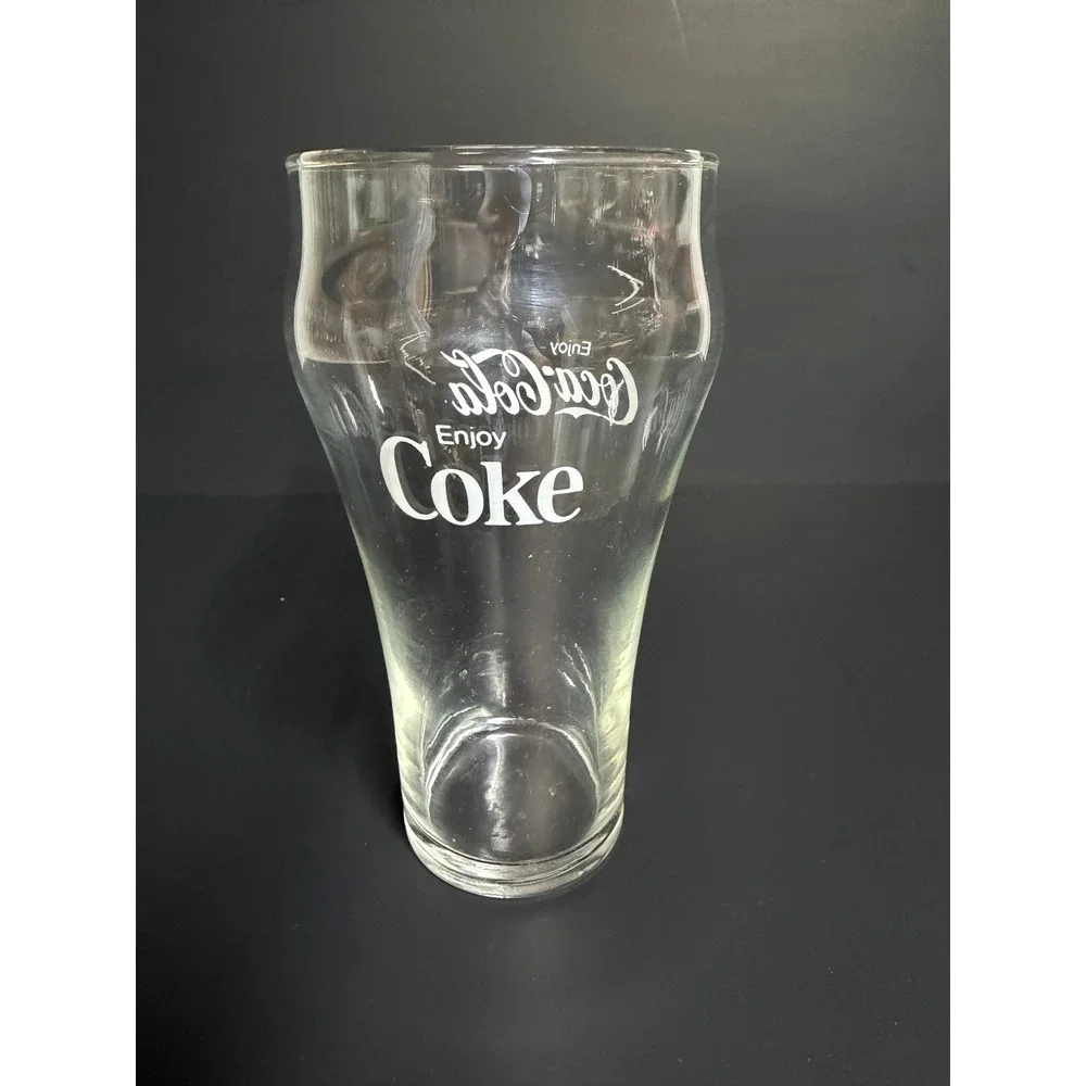 Vintage Coca-Cola Enjoy Coke White Logo Flared Bell Soda‎ Glass 6 Inch Tumbler